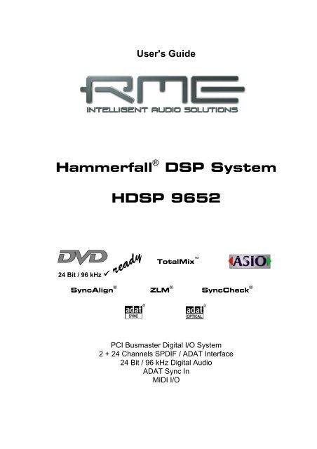 Hammerfall® DSP System HDSP 9652 - RME