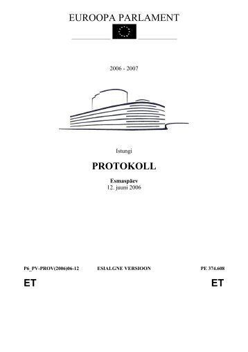 EUROOPA PARLAMENT PROTOKOLL ET ET