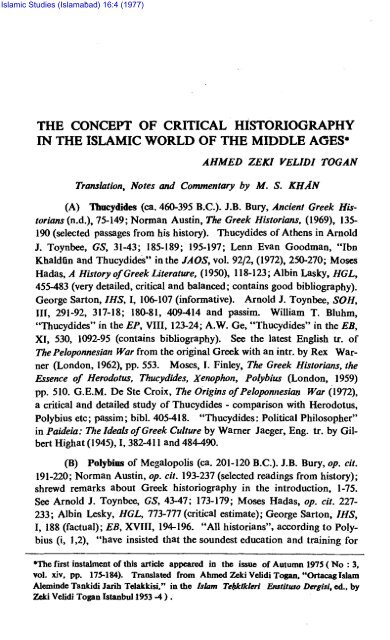 the concept of critical historiography in the islamic world of the ...