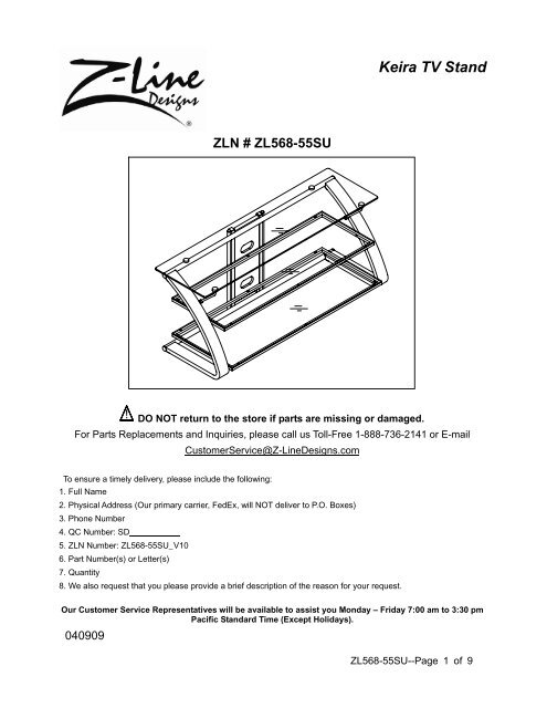 Zline design tv sale stand