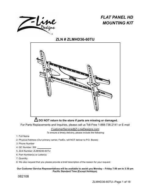 FLAT PANEL HD MOUNTING KIT