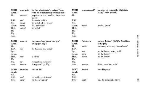 A Comparative Lexical Study of Qur?anic Arabic