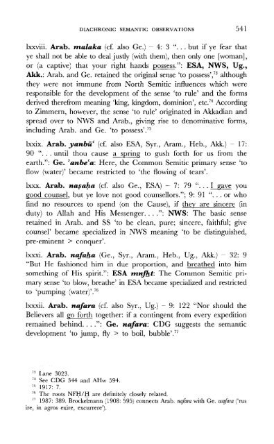 A Comparative Lexical Study of Qur?anic Arabic