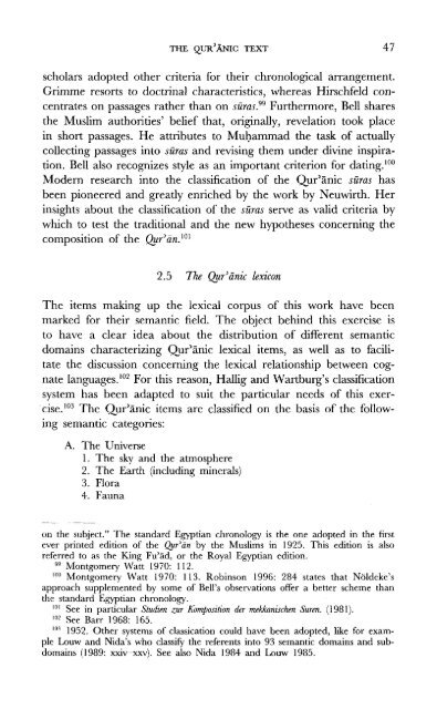 A Comparative Lexical Study of Qur?anic Arabic