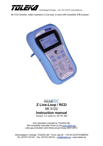 Z Line-Loop / RCD MI 3122 Instruction manual - Toleka AB