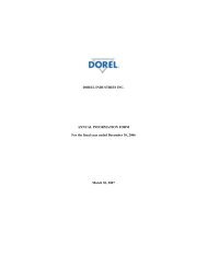 DOREL INDUSTRIES INC. ANNUAL INFORMATION FORM For the ...