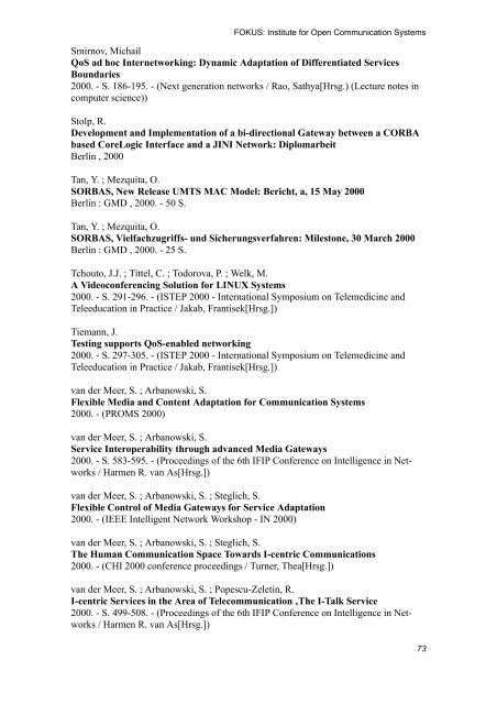 GMD-Publikationen 2000 Scientific Publications 2000 - DoCIS