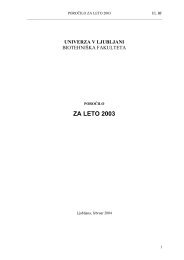 Poročilo 2003 - Biotehniška fakulteta - Univerza v Ljubljani