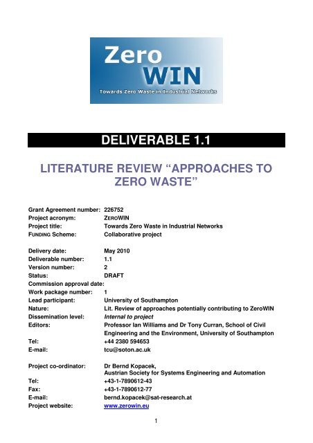 D1.1 Literature Review “Approaches to Zero-Waste - TIMEWARP IT ...