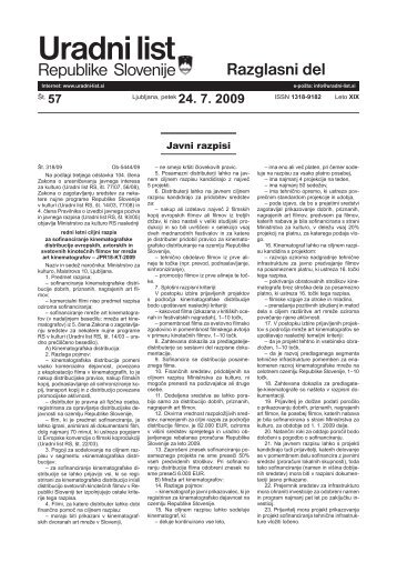 Uradni list RS - 57/2009, Razglasni del