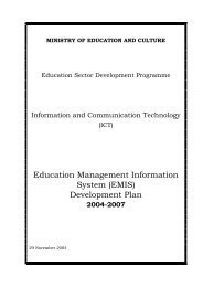 Education Management Information System (EMIS) Development Plan