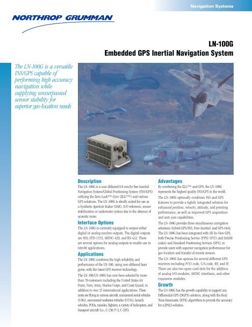 LN-100G Embedded GPS Inertial Navigation System - Northrop ...