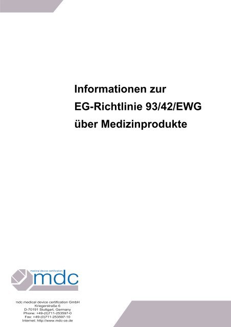 Informationen zur EG-Richtlinie 93/42/EWG über Medizinprodukte