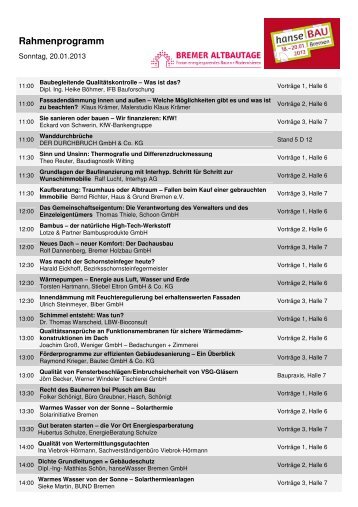 Rahmenprogramm - hanseBAU