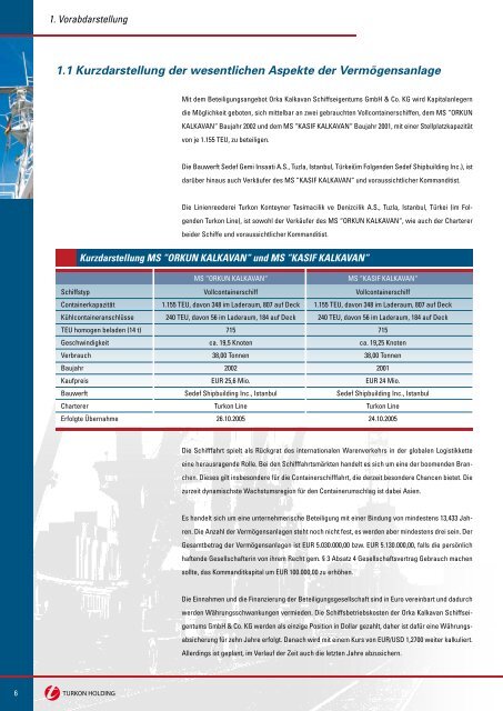 Emissionsprospekt Orka Kalkavan Schiffseigentums GmbH & Co. KG