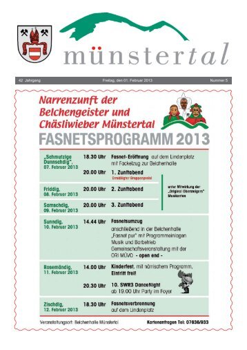 42 Jahrgang Freitag, den 01. Februar 2013 Nummer 5 - Münstertal