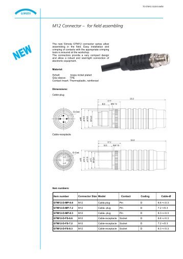 M12 Connector – for field assembling - Gimota