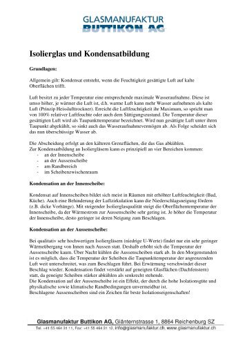 Isolierglas und Kondensatbildung