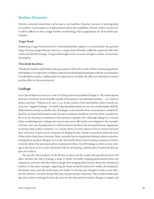 Policies to Reduce Emissions from Deforestation and Degradation ...