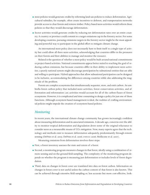 Policies to Reduce Emissions from Deforestation and Degradation ...