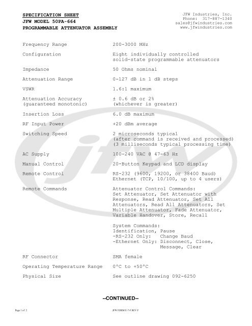 Nokia Siemens Networks, Systems & Components JFW Industries, Inc.