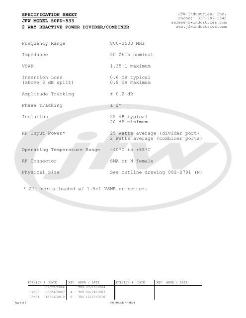 Nokia Siemens Networks, Systems & Components JFW Industries, Inc.