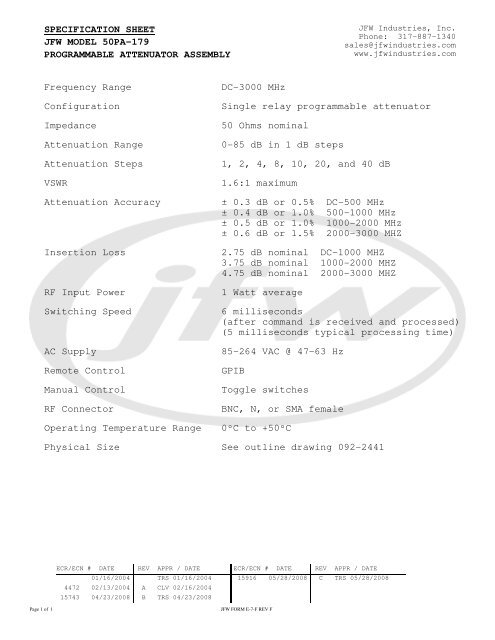 Nokia Siemens Networks, Systems & Components JFW Industries, Inc.