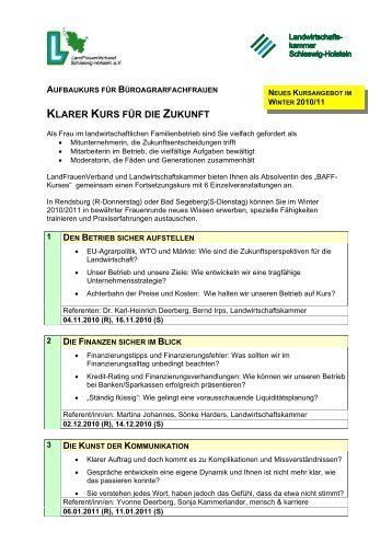 klarer kurs für die zukunft - LandFrauenverband Schleswig-Holstein ...