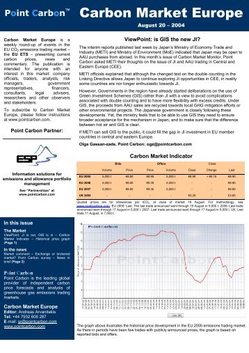 Carbon Market Europe - Point Carbon