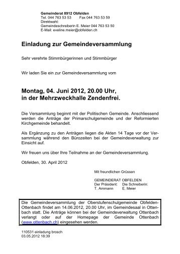 120604 einladung brosch - in der Gemeinde Obfelden