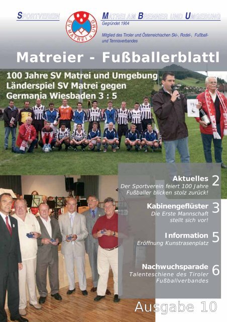Matreier - Fußballerblattl 2 3 5 6 Ausgabe 10 - Vereinsmeier
