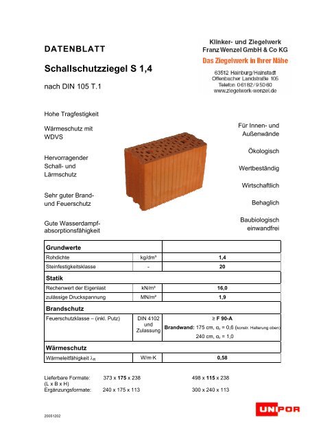 Ziegelelementbau Schmid GmbH & Co - und Ziegelwerk Wenzel