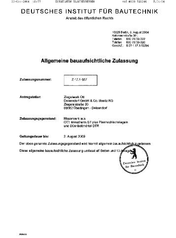 Z 17.1-857 - Adolf Zeller GmbH & Co. Poroton-Ziegelwerke KG