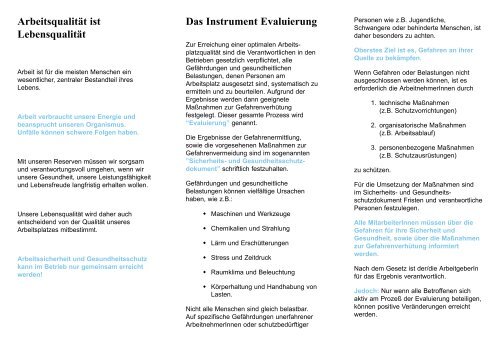 Die Arbeitsplatzevaluierung - aushang.at