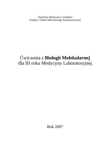 Skrypt ćwiczeniowy - Katerda i Zakład Mikrobiologii Farmaceutycznej