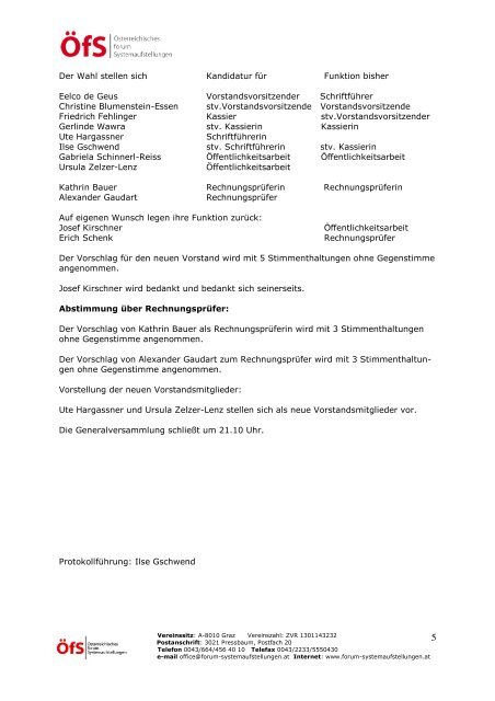 1 Protokoll zur Generalversammlung des ÖfS am 18. Juni 2008 ...