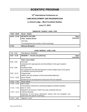 LIMB DEVELOPMENT AND REGENERATION - IRCM