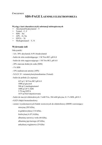 SDS-PAGE LAEMMLI ELEKTROFOREZA Wylewanie żeli - BIOLOGIA