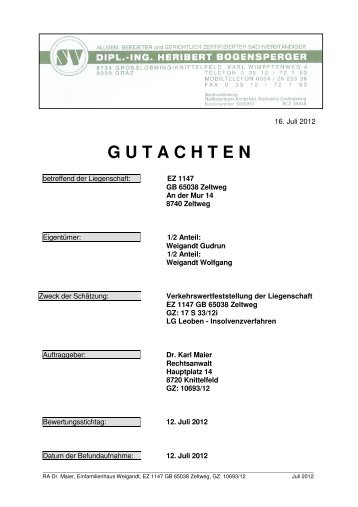 Gutachten (PDF Download) - Rechtsanwalt Dr. Karl Maier, Knittelfeld