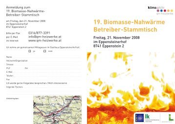 19. Biomasse-Nahwärme Betreiber-Stammtisch