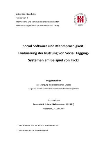Evaluierung der Nutzung von Social Tagging - E-LIS