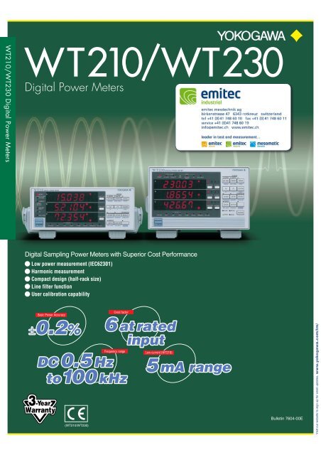 WT210/WT230 Digital Power Meters - emitec-industrial.ch