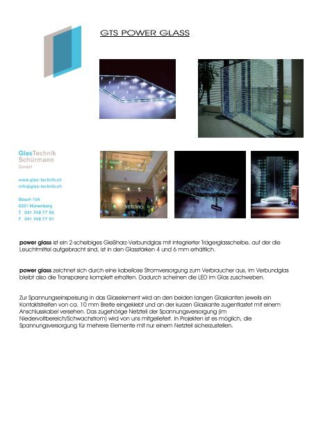 Produkteblatt GTS Powerglass (Glas mit LED)