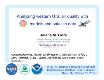 Analyzing western U.S. air quality with models and ... - WESTAR