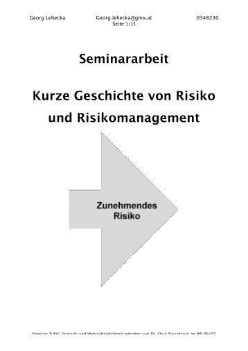 Seminararbeit Kurze Geschichte von Risiko und Risikomanagement