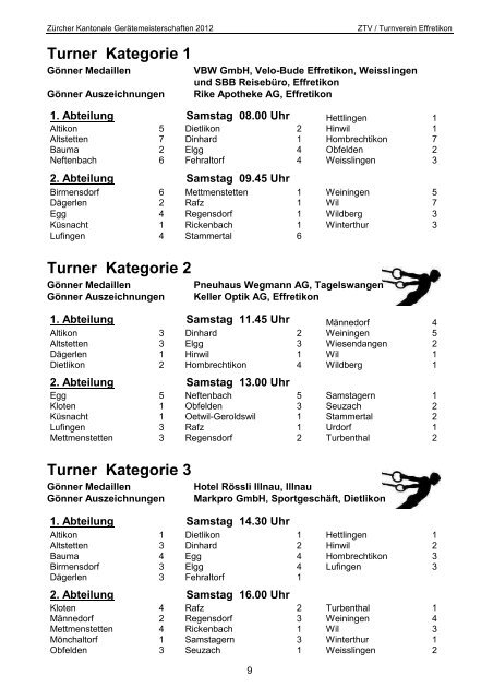 Programmheft - Turnverein Urdorf