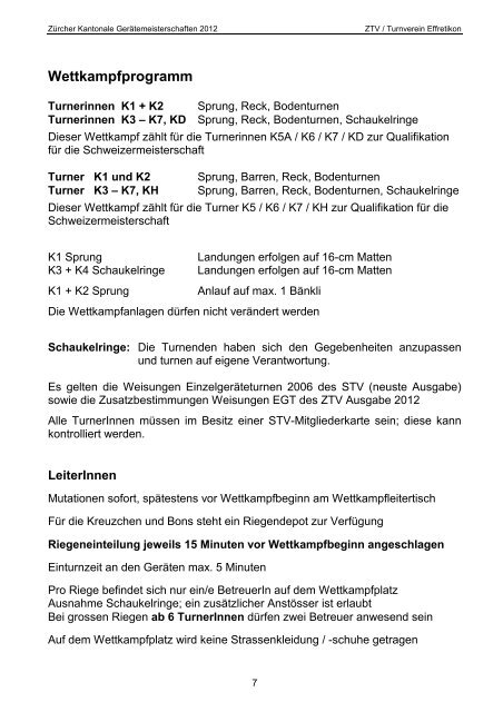 Programmheft - Turnverein Urdorf