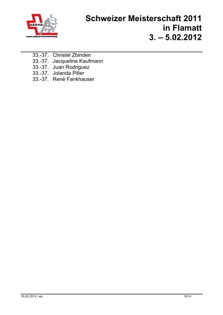 Resultate - American Bullshooter Dart Verband Schweiz