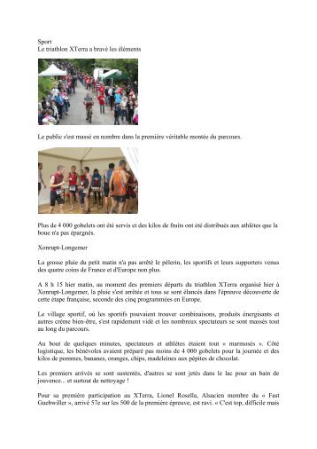 Sport Le triathlon XTerra a bravé les éléments Le ... - Trimoval.com