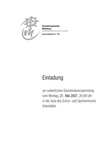 Gemeindeblatt Nr. 105 - Einwohnergemeinde Mühleberg